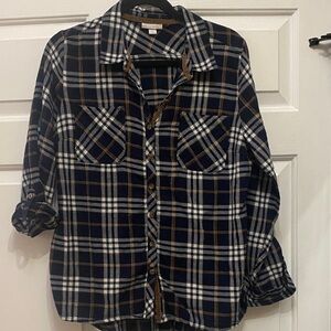 Westport Navy and Tan Plaid Shirt